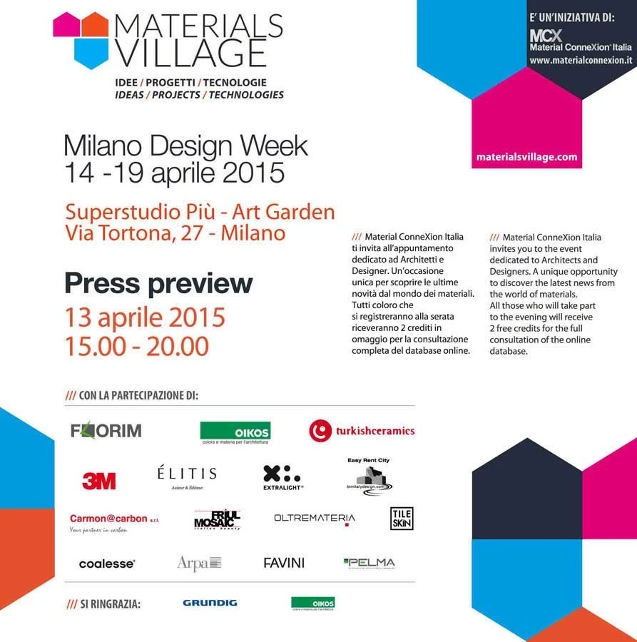 Materials Village ospita la mostra di MCI Contest